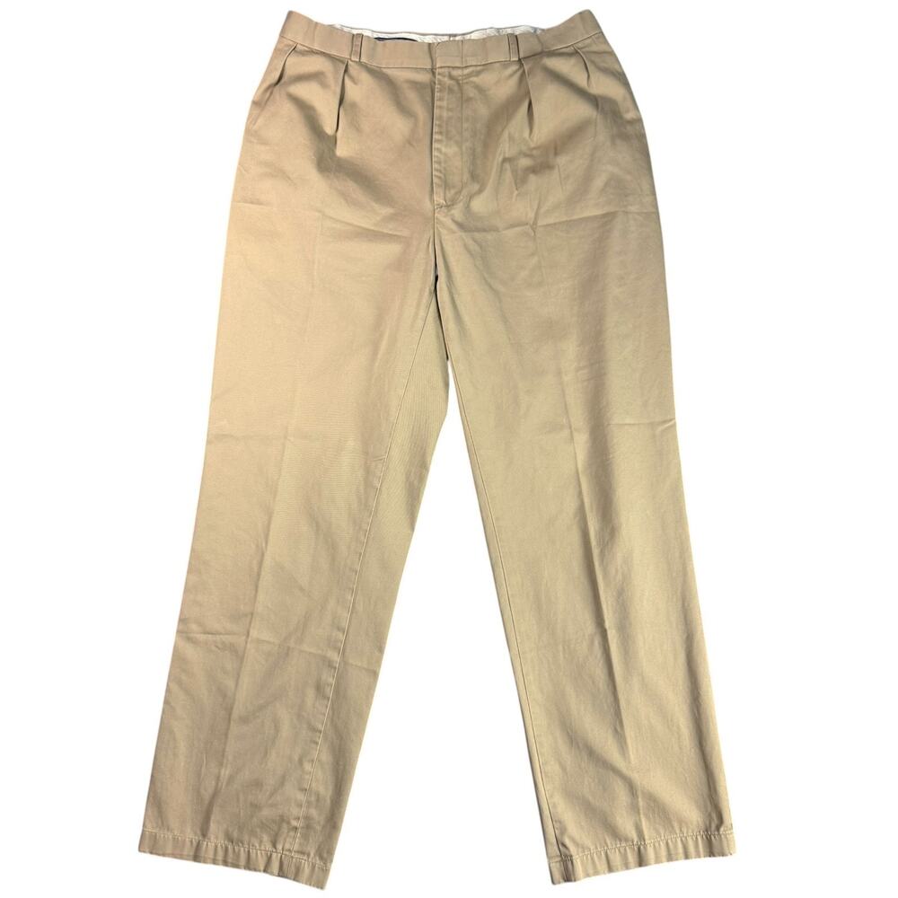 Vintage 90s Polo Ralph Lauren Pants Men 35X31 Khaki Double Pleated Classic Chino
